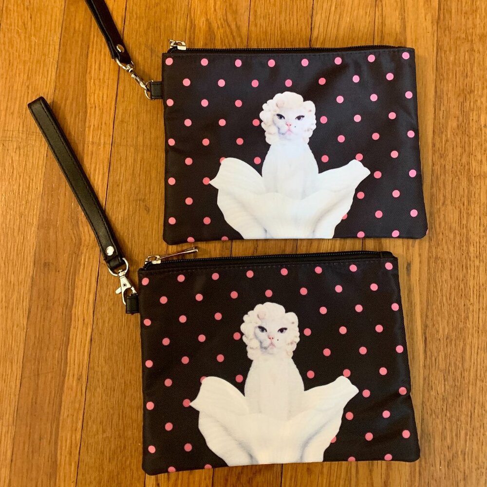 Set of Two Pets Rock French Cat Nylon Pouch